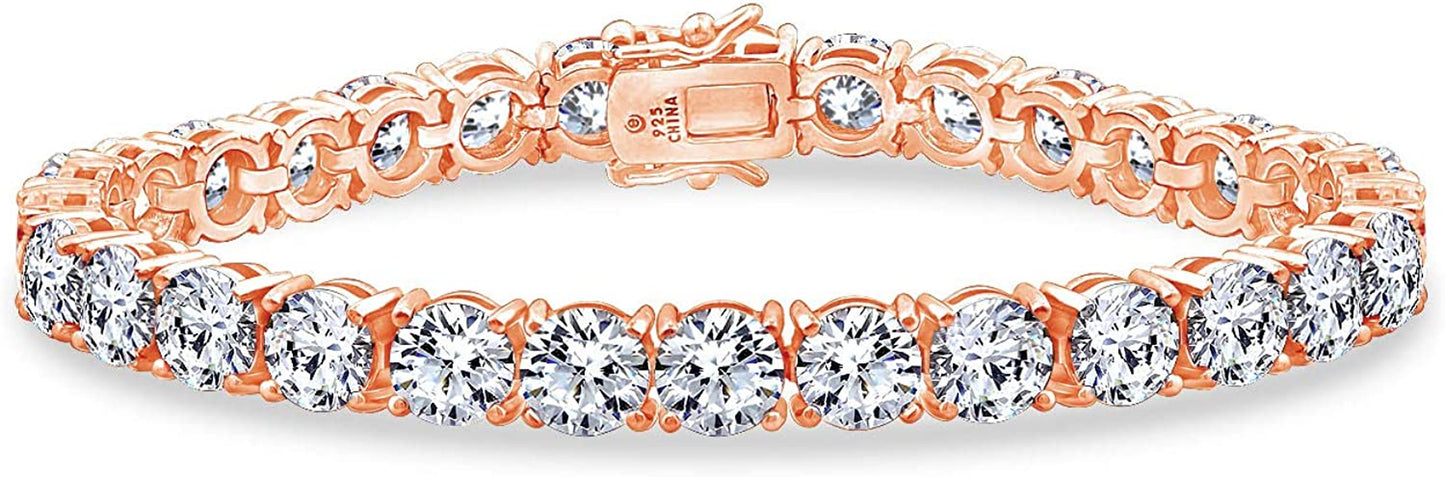 Collection Platinum or Gold Plated Sterling Silver Round-Cut Tennis Bracelet Made with Infinite Elements Zirconia Apparel & Accessories > Jewelry > Bracelets Amazon Collection Rose-gold-plated 6 mm 7.25" Length