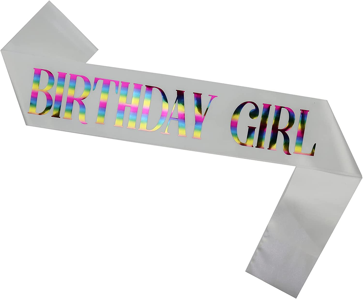 Memeyou Birthday Girl Sash,Birthday Sash for Women, Glitter Colorful Satin White Sash,Happy Birthday Princess Gifts for Little Girls,Sweet Funny Party Supplies Accessories for Kids Apparel & Accessories > Clothing Accessories > Sashes memeyou White Colorful1  