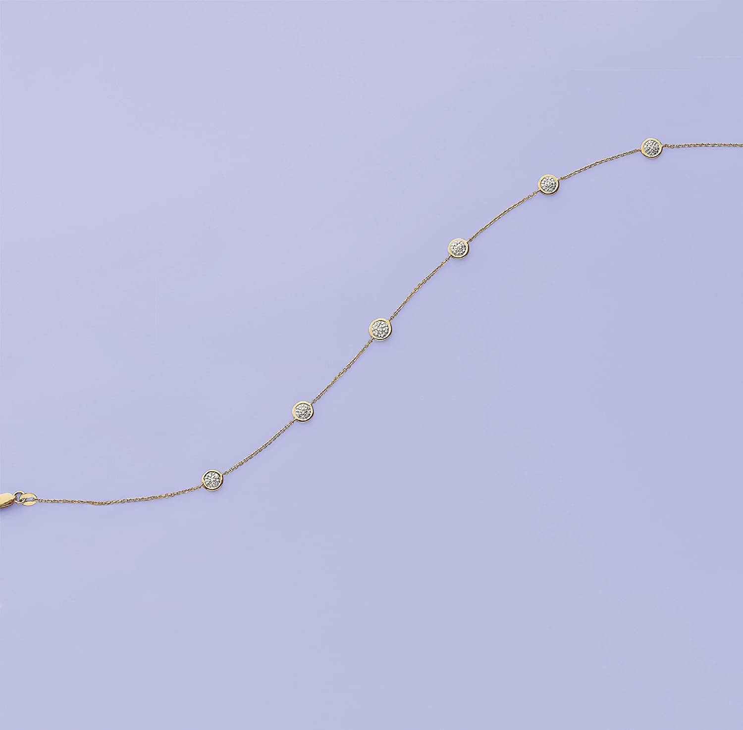 Ross-Simons 0.25 Ct. T.W. Pave Diamond Station Anklet in 14Kt Gold Apparel & Accessories > Jewelry > Anklets Ross-Simons   
