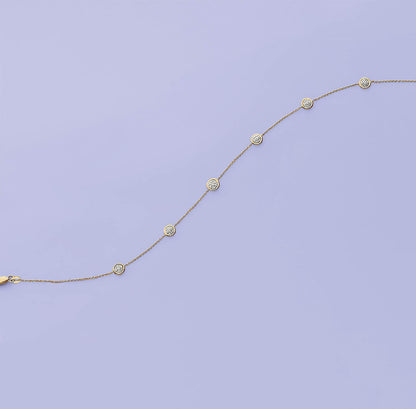 Ross-Simons 0.25 Ct. T.W. Pave Diamond Station Anklet in 14Kt Gold Apparel & Accessories > Jewelry > Anklets Ross-Simons   