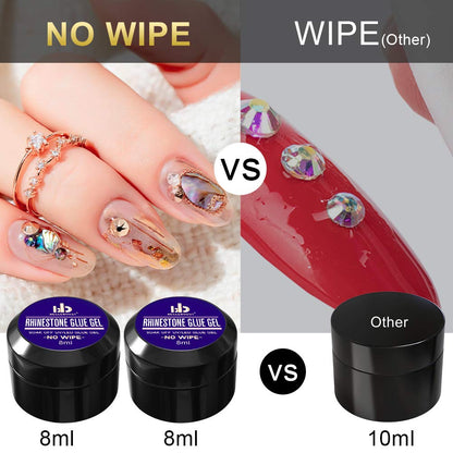 Nail Art 8Ml×2 NO WIPE Rhinestone Glue Gel Kit(Led Light Cure Needed) Adhesive Resin Gem Stone Jewelry Beads Diamond Gel Nail Polish Clear Decoration with Nail Rhinestones(Crystal+Acrylic+Rivet)+Tools Health & Beauty > Personal Care > Cosmetics > Cosmetic Tools > Nail Tools BELLEBOOST   