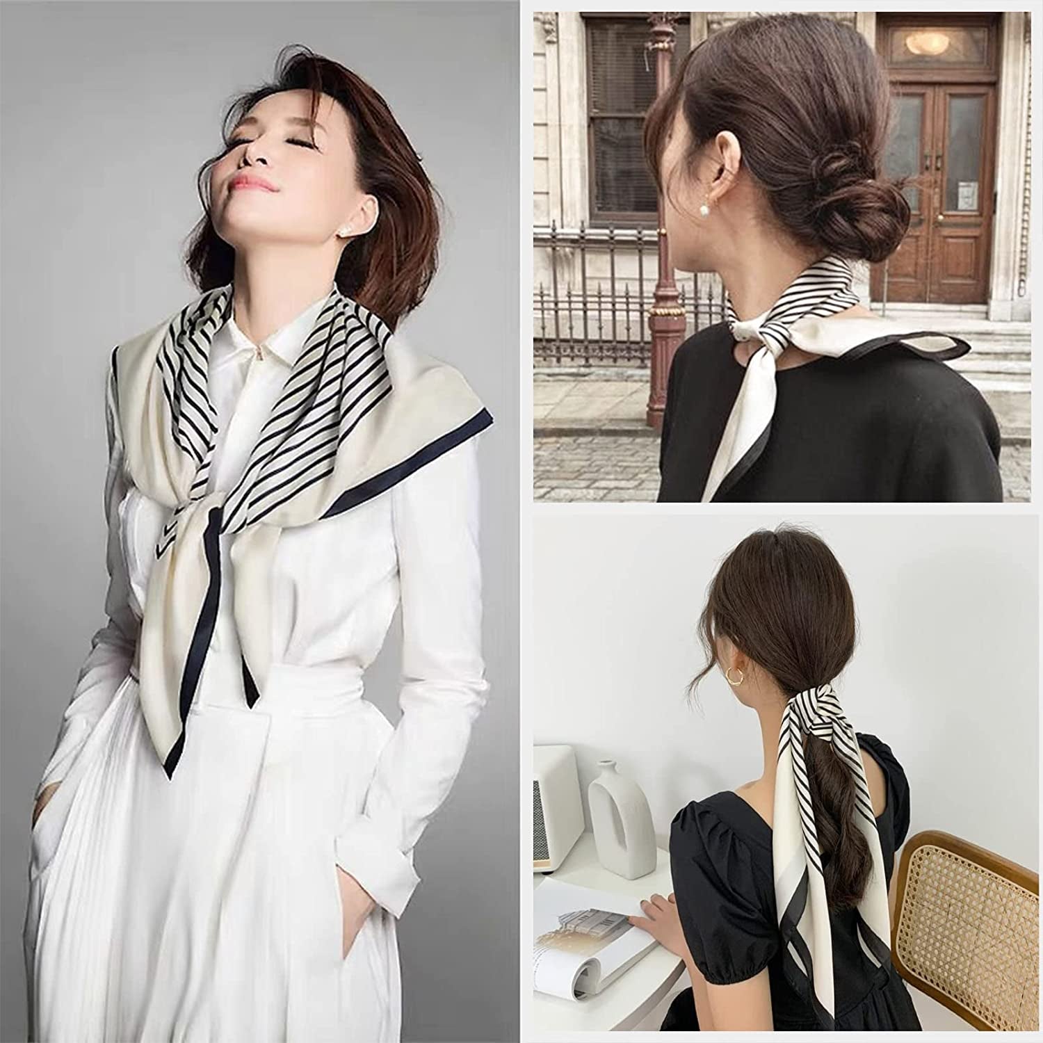 Fashion Hair Scarf for Women Lightweight Silk Feeling Head Scarves Square Bandanas 27.5× 27.5 Inches Apparel & Accessories > Clothing Accessories > Bandanas & Headties Roizsx   