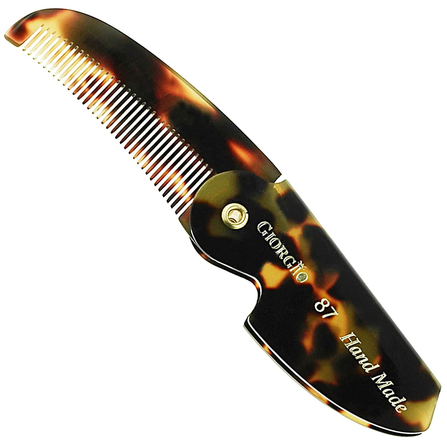 Giorgio G87 4.5 Inch Folding Mustache Comb and Beard Comb, Small Pocket Comb for Men Everyday Grooming and Hair Care. Handmade, Saw-Cut and Hand Polished Styling Men'S Folding Comb. Tokyo Health & Beauty > Personal Care > Hair Care GIORGIO Tokyo 3 Pack 