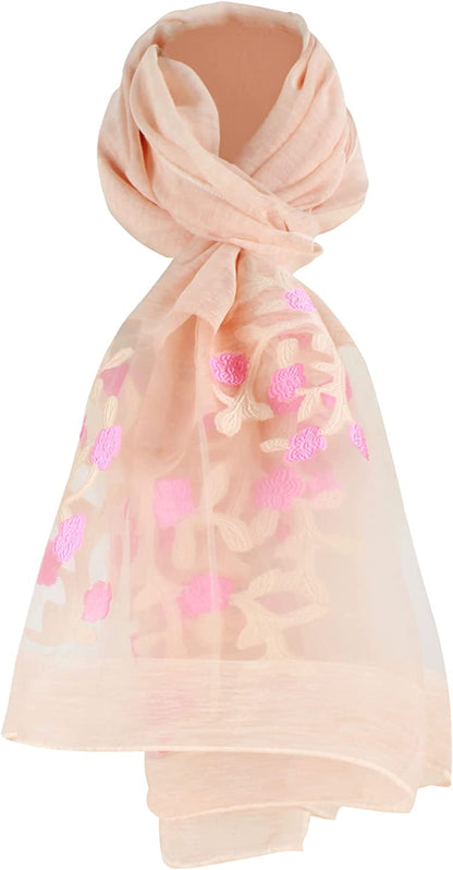 Van Caro Scarfs for Women Lightweight Floral Scarf Soft Long Fashion Scarves Sun-Proof Wrap Shawl Apparel & Accessories > Clothing Accessories > Scarves & Shawls Lobagve 3046 Light Pink  