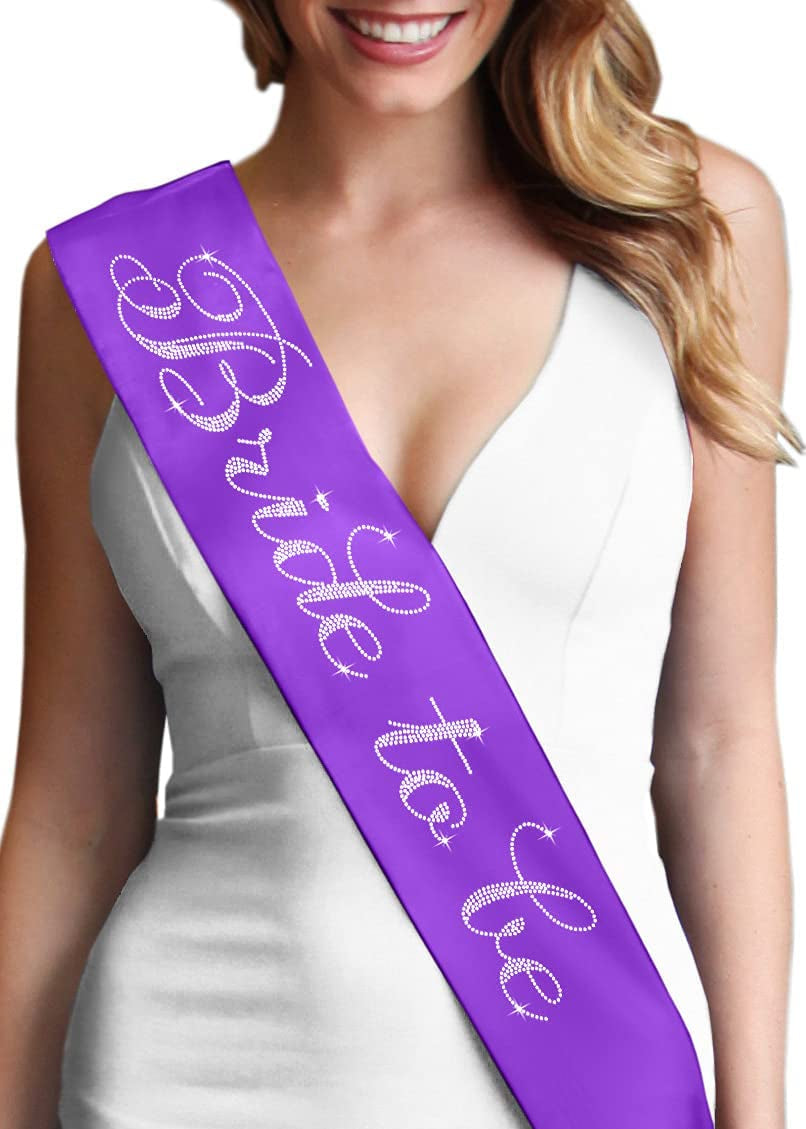 Blue Flirty Bride to Be Sash - Premium BRIDAL GRADE SATIN & Real CRYSTAL Rhinestone Bride to Be Satin Sash - Bachelorette Accessory Bride Gift - Classic Royal Blue Sash(Flrty B2B) Apparel & Accessories > Clothing Accessories > Sashes RhinestoneSash A: Purple (Bride To Be) One Size Fits Most 