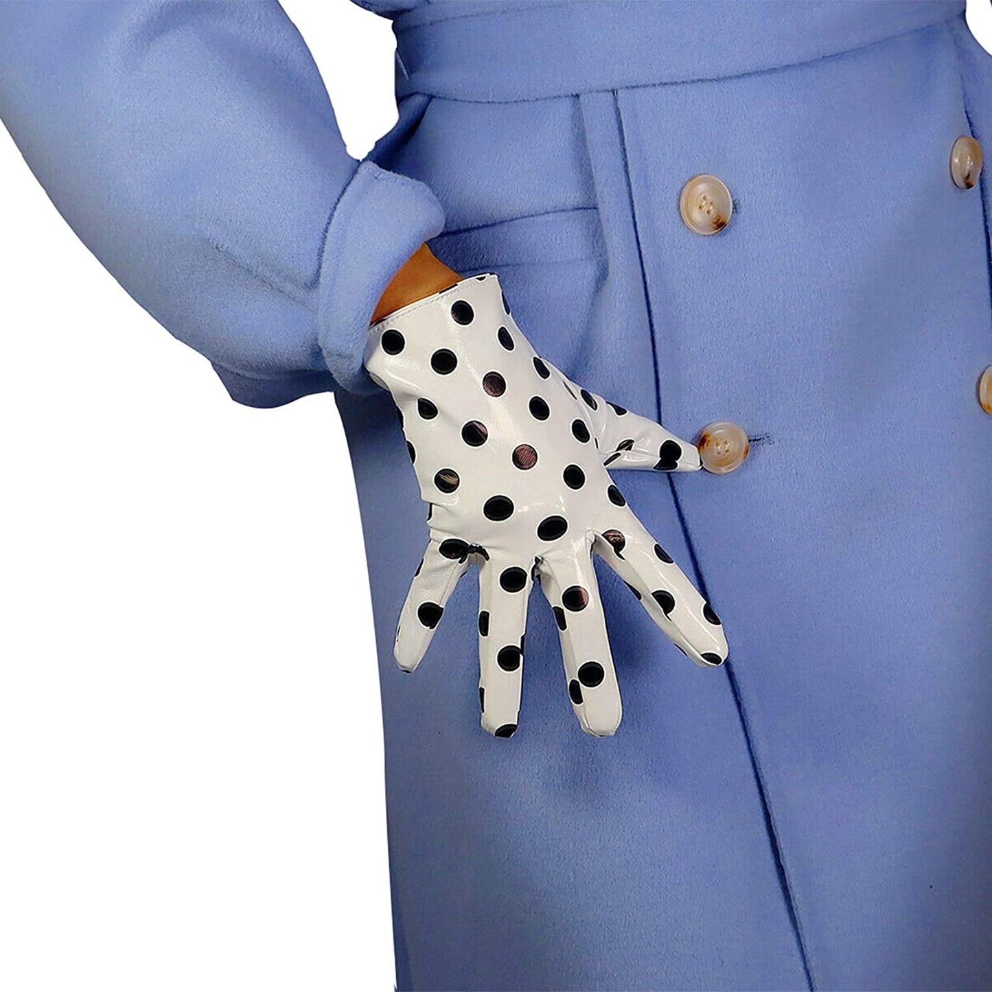 Dooway Women'S Short Dress Leather Gloves for Evening Costumes Daily Faux Leather PU 21Cm Apparel & Accessories > Clothing Accessories > Gloves & Mittens DooWay White-black Dots  