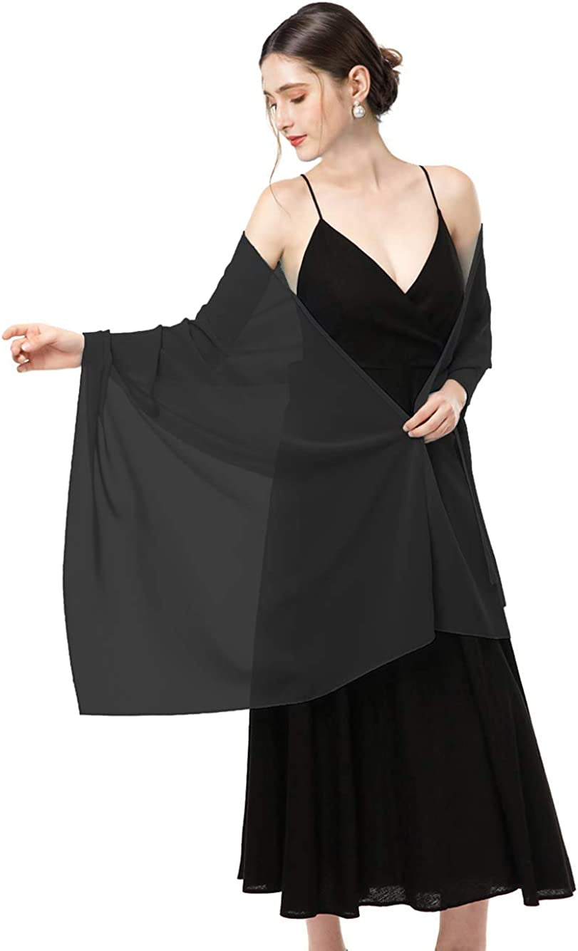 Chiffon Shawls Scarves Wraps for Bridal Wedding Party Evening Dress and Special Occasion Dresses Apparel & Accessories > Clothing Accessories > Scarves & Shawls Baoqiya Black Length(79") * Width(19") 