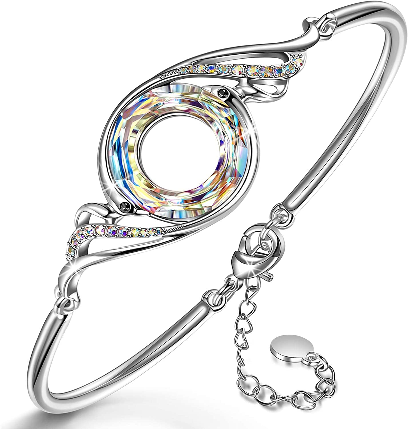 Kate Lynn "Rise from the Ashes" Phoenix Bracelet Made with Crystals from Austria, Adjustable Bangle Bracelet for Women 7"+2", Packaged with Jewelry Box, Christmas Gifts Birthday Gifts for Women, Symbol of Luck and Renewal Apparel & Accessories > Jewelry > Bracelets Kate Lynn Aurore Boreale  