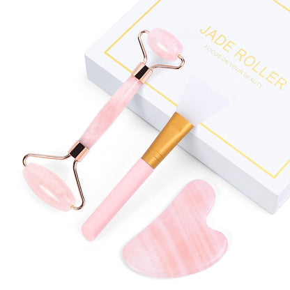 Jade Roller for Face, Gua Sha Facial Tools & Rose Quartz Face Roller Skin Care Product for Face Lift and Puffiness, Anti-Aging Facial Roller for Eyes Body Neck Slimming & Firming Health & Beauty > Personal Care > Cosmetics > Cosmetic Tools > Skin Care Tools MAANGE 3 pcs  