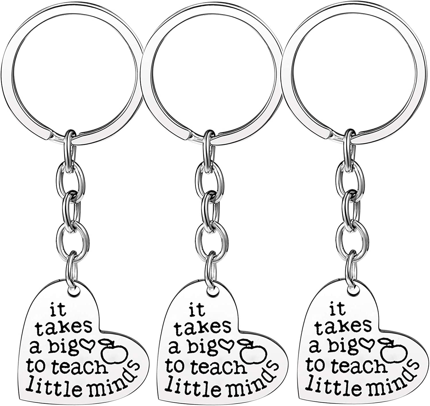 Pack of 3 Teacher Bangles Gifts for Teacher Open School Gifts for Teachers Thank You Bangle Bracelets Apparel & Accessories > Jewelry > Bracelets Nzztont 3PCs Keychain Heart Style 10- It Takes A Big Heart To Teach Little Minds  