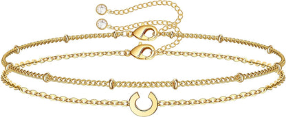 Dainty Gold Initial Bracelets for Women, 14K Gold Plated Dainty Personalized Gold Bracelets Initial Bracelets for Women Teen Girls Jewelry Chain Bracelets for Kids Toddler Little Girls Jewelry Gifts Apparel & Accessories > Jewelry > Bracelets M MOOHAM C  