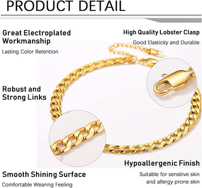 PROSTEEL Stainless Steel Chain Anklets for Men Women, Silver/Gold Tone, Ankle Bracelets Hypoallergenic, 8-10.5 Inch Adjustable, Come Gift Box Apparel & Accessories > Jewelry > Anklets Prosteel Jewelry   