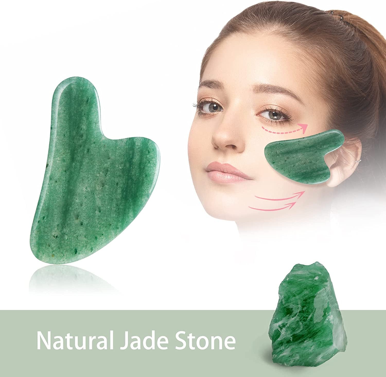 Natural Jade Gua Sha Stone for Massage, Gua Sha Facial Tools, Spa, Acupuncture, Therapy, Jade Gua Sha Scraping Tool Health & Beauty > Personal Care > Cosmetics > Cosmetic Tools > Skin Care Tools KUTOLAKI   