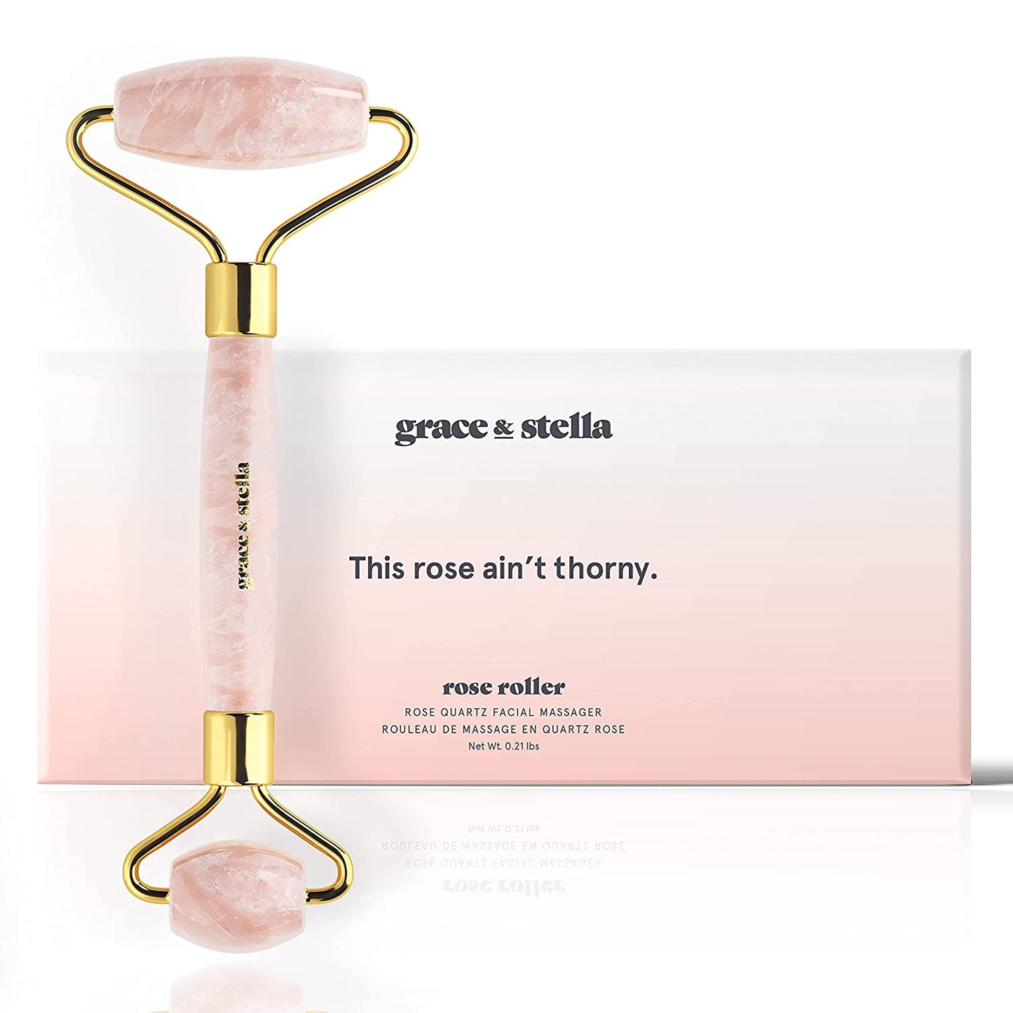 Rose Quartz Gua Sha Massage Tool - Guasha Tool for Face - Skincare Gua Sha Stone - Sculpting Jawline, Lymphatic Drainage, Depuffing, Massager - Face Gua Sha - Gusha Facial Tools for Scraping (Pink) Health & Beauty > Personal Care > Cosmetics > Cosmetic Tools > Skin Care Tools Grace & Stella Rose Roller  