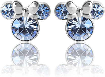 Disney Womens Minnie Mouse Birthstone Stud Earrings - Minnie Mouse Earrings - Birthstone Jewelry - Disney Jewelry Apparel & Accessories > Jewelry > Earrings Disney December-Light Sapphire Crystal  