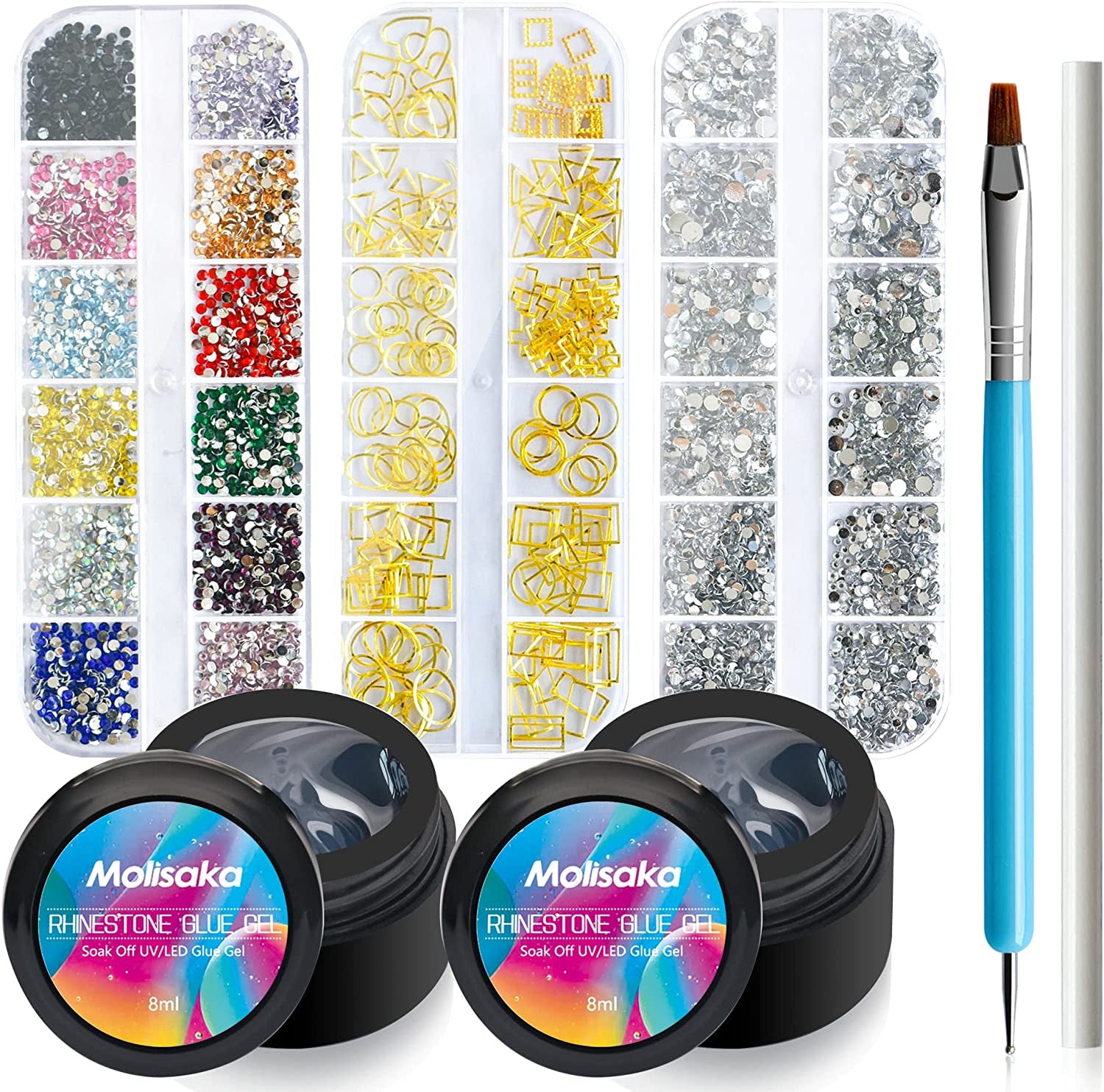 Molisaka Black Nail Art Rhinestones, Glass Flat Back Rhinestones for Nails Decorations, Bling Crystals Nail Gems for Nail Design, 3D Nail Jewels Set with Rhinestone Picker Tools (2320Pcs) Health & Beauty > Personal Care > Cosmetics > Cosmetic Tools > Nail Tools Molisaka Multicolor  