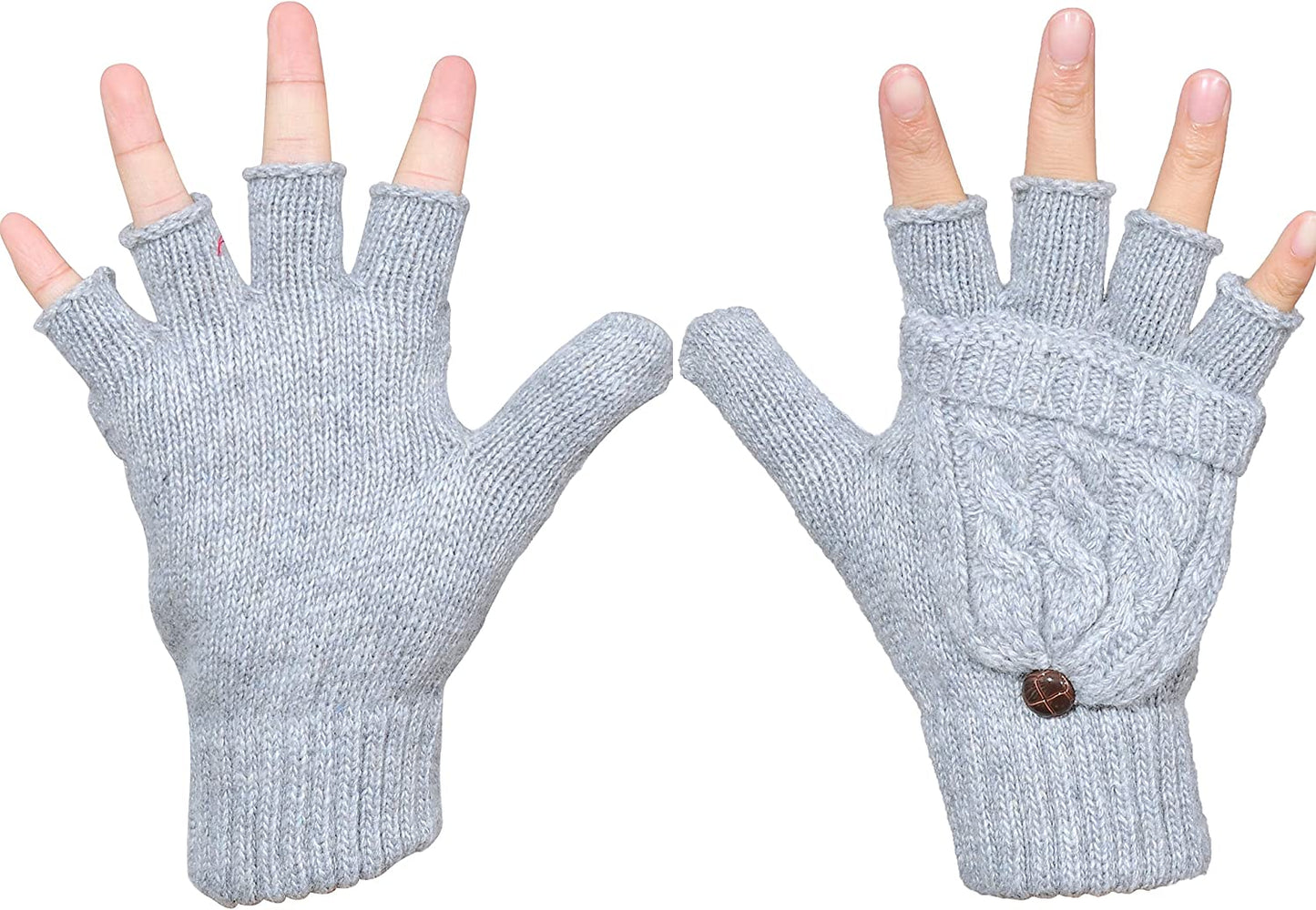 Beurlike Women'S Winter Gloves Warm Wool Knitted Convertible Fingerless Mittens Apparel & Accessories > Clothing Accessories > Gloves & Mittens Beurlike   