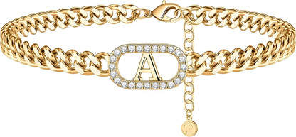IEFWELL Gold Initial Ankle Bracelets for Women, 14K Gold Filled Gold Anklets for Women Cuban Link Anklets for Women Handmade Gold Ankle Bracelets for Women Ankle Bracelets Gold Jewelry Apparel & Accessories > Jewelry > Anklets IEFWELL A  