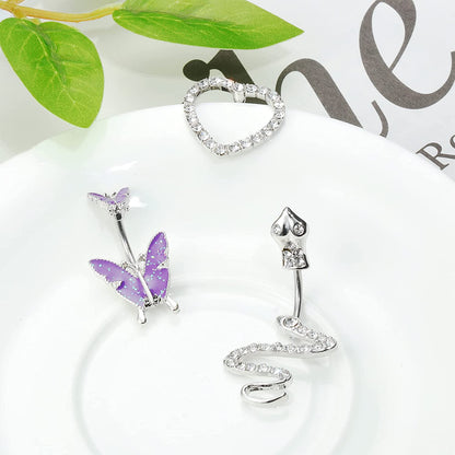 CASSIECA 14G Belly Button Rings Dangle for Women 316L Stainless Steel Snake Heart Shiny CZ Butterfly Navel Belly Rings Barbell Body Piercing Jewelry Apparel & Accessories > Jewelry > Body Jewelry CASSIECA   