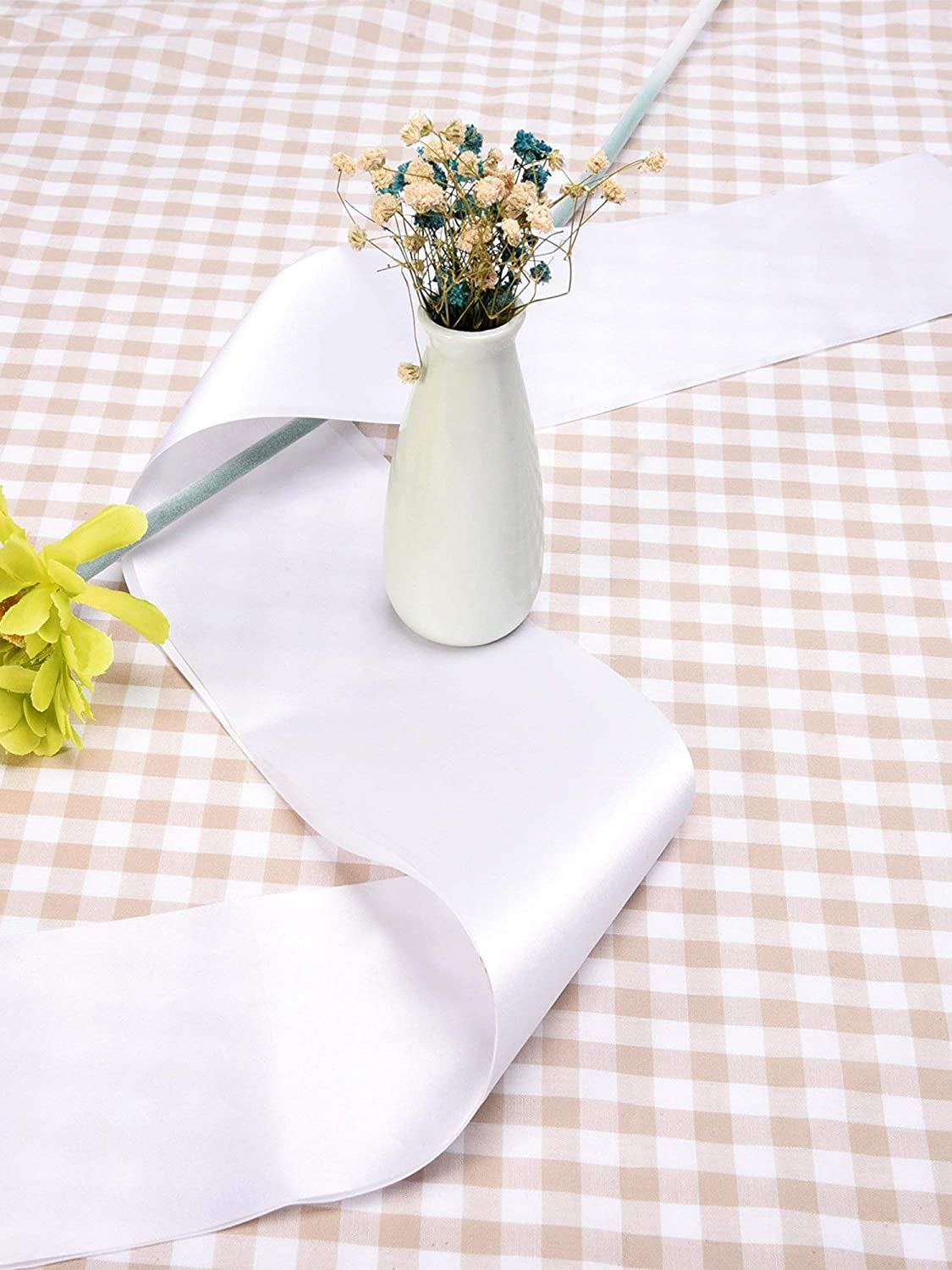Blank Satin Sash Party Accessory for Wedding, Party Decorations and DIY, White (2) Apparel & Accessories > Clothing Accessories > Sashes EBOOT   