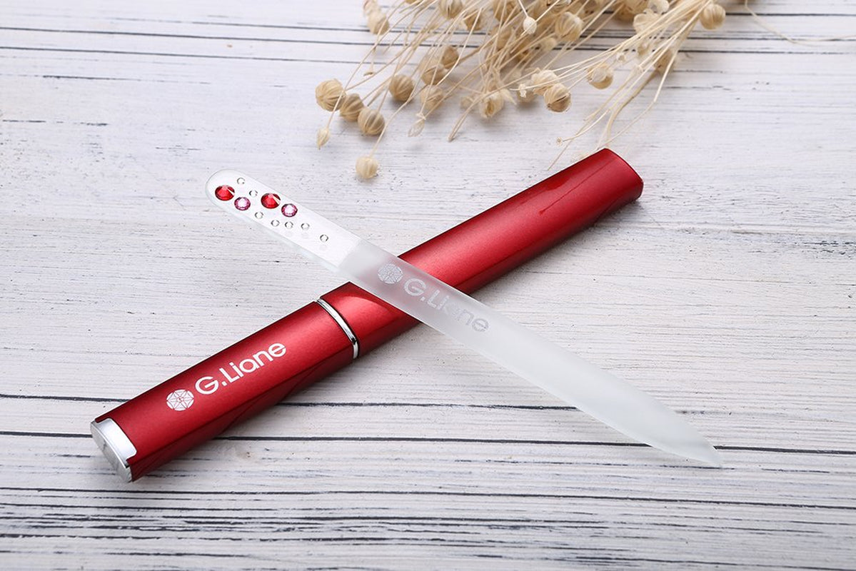 Crystal Nail File with Austria Crystals – G.Liane Professional Nail File in Case Manicure Pedicure Kit for Natural Nails Acrylic Nails Gels Nails Manicure Tools for Home and Salon (Red Bubble) Health & Beauty > Personal Care > Cosmetics > Cosmetic Tools > Nail Tools G.Liane   