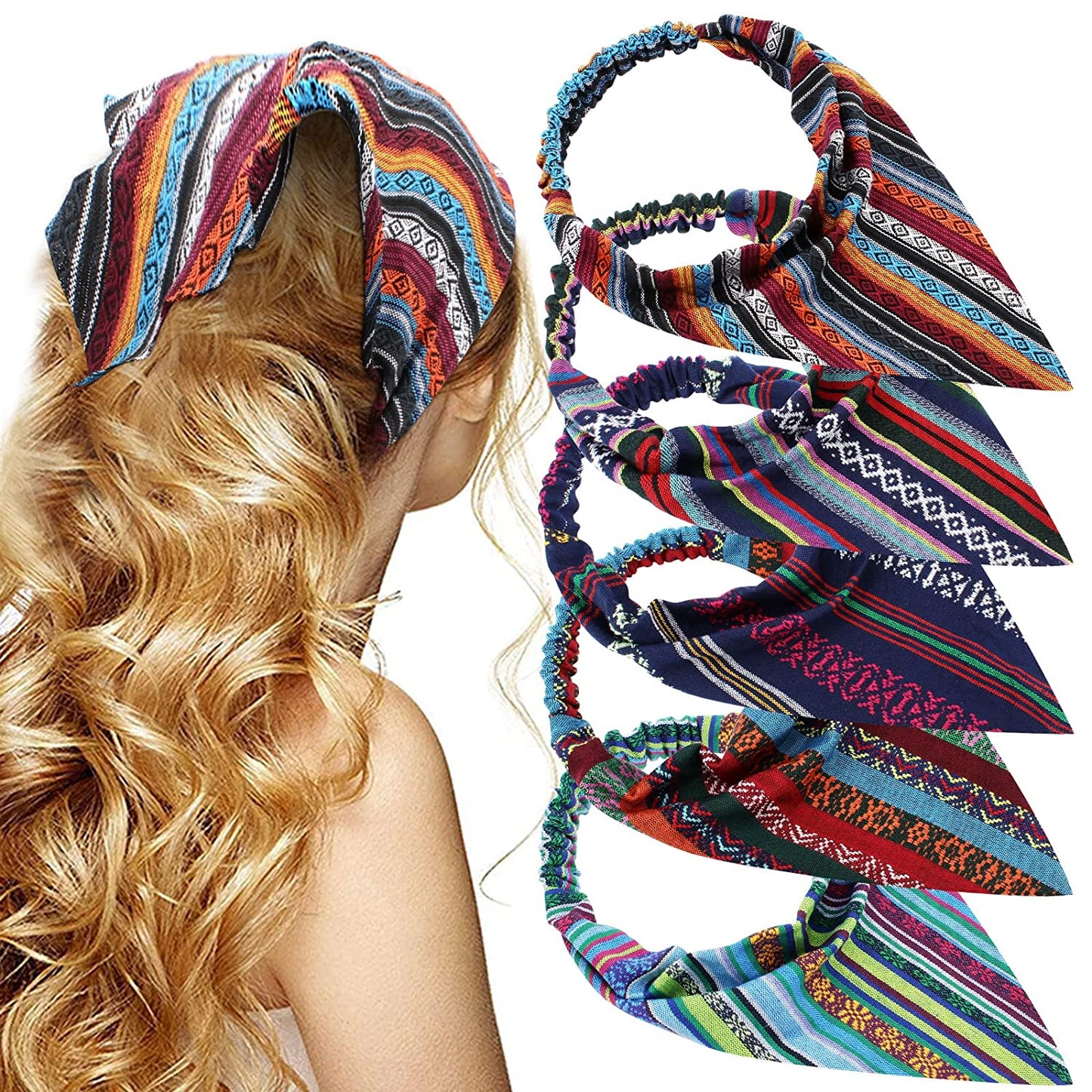 Floral Hair Scarf Headband - TOBATOBA 5 Pcs Hair Bandanas for Women Bandana Headband Chiffon Boho Headbands for Women Elastic Head Bandana Floral Bandana Headbands for Women Girls Hair Accessories Apparel & Accessories > Clothing Accessories > Bandanas & Headties TOBATOBA Vintage Boho Patterns  
