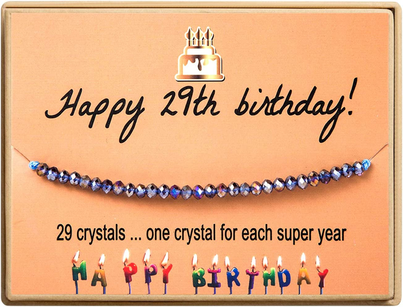 Happy Birthday Bracelet Gift for Teen Girls,Crystal Beads Bracelet Gifts for 10 Year Old Girl Birthday Jewelry Apparel & Accessories > Jewelry > Bracelets KGBNCIE 29 th Birthday Gift  