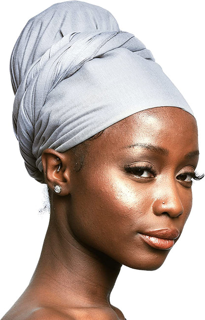 Head Wrap for Black Women - African Hair Wrap & Hair Scarf - Jersey Hair Turbans for Women - Soft & Breathable Headwrap Apparel & Accessories > Clothing Accessories > Bandanas & Headties Olivia Sylx Ash Gray  