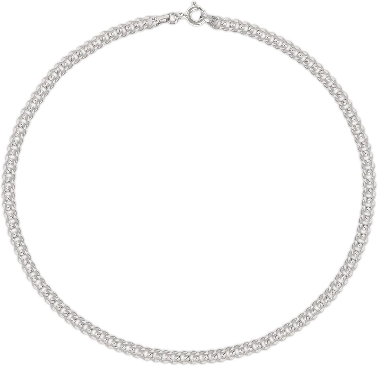 Savlano 925 Sterling Silver Solid Italian Figaro, Rope,Herringbone, Curb, Ball Bead, Snake, Mariner Chain Anklet for Women & Girls, Comes in 0.8Mm - 5Mm Gift Box Apparel & Accessories > Jewelry > Anklets Savlano Curb 1.8mm 10.0 Inches 