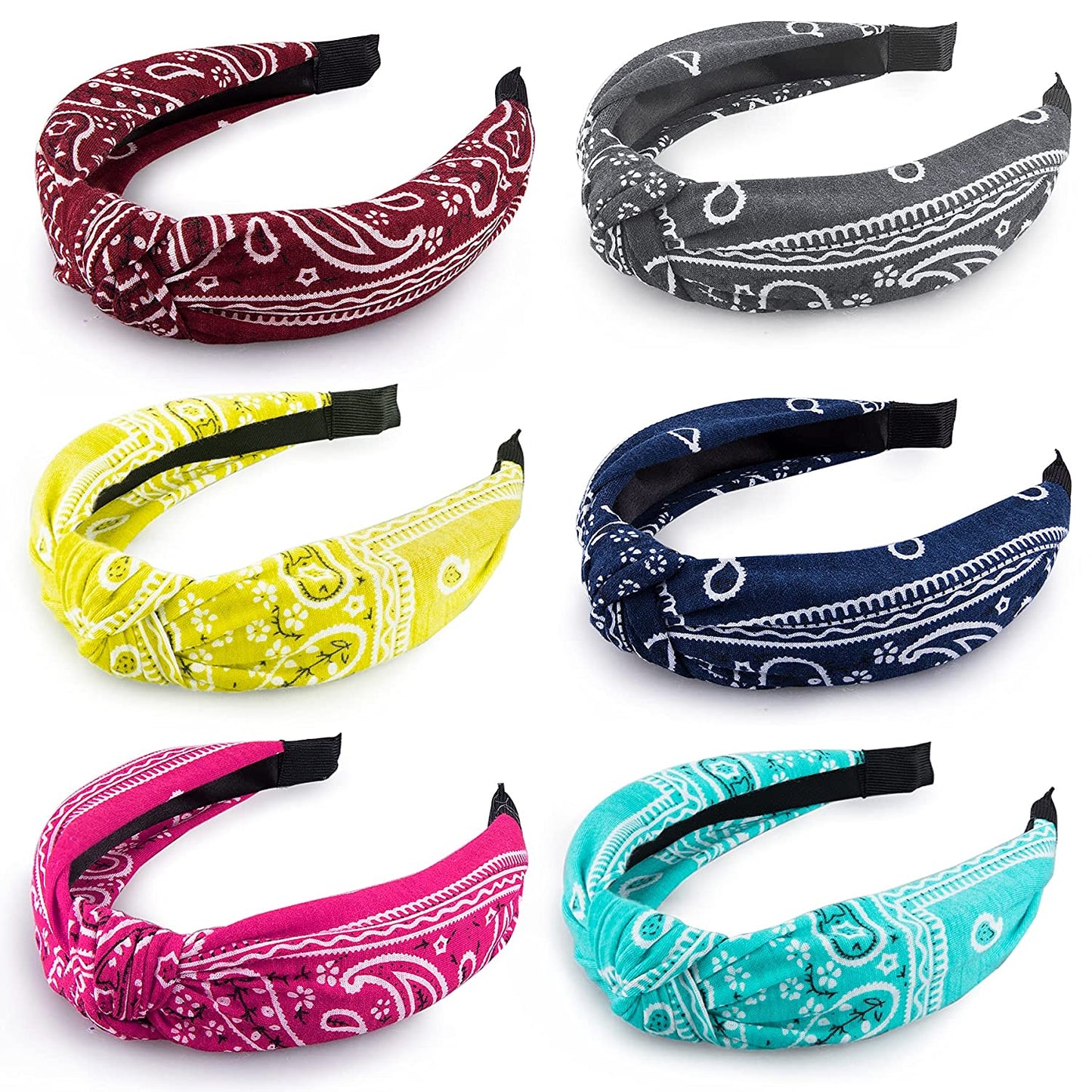 Duufin 6 Pieces Top Knot Headband Paisley Boho Headbands Vintage Cross Knotted Headbands Twisted Knot Headbands for Women and Girls Apparel & Accessories > Clothing Accessories > Bandanas & Headties Duufin Lively Color  