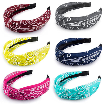 Duufin 6 Pieces Top Knot Headband Paisley Boho Headbands Vintage Cross Knotted Headbands Twisted Knot Headbands for Women and Girls Apparel & Accessories > Clothing Accessories > Bandanas & Headties Duufin Lively Color  