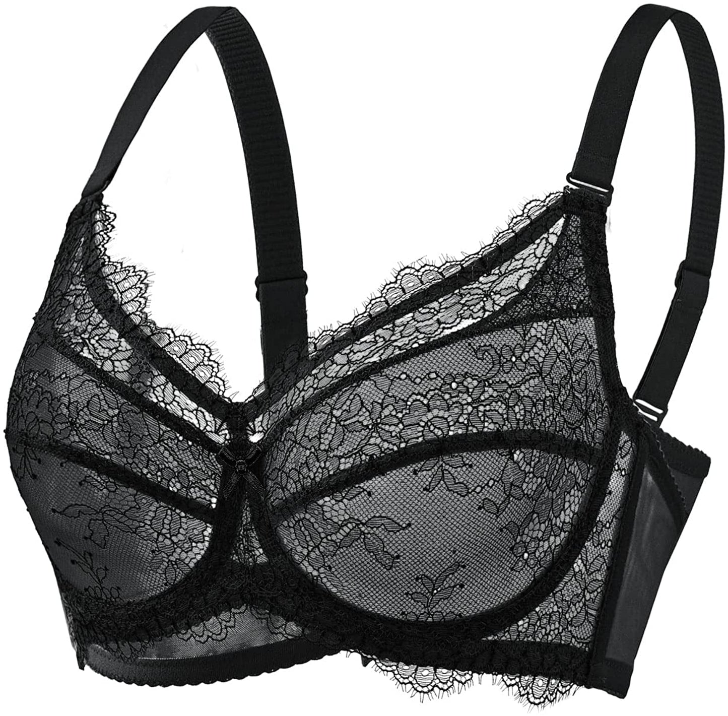Baetty Lace Push up Bras for Women, Supportive Minimizer Bras for Women Full Coverage, Unlined Bras with Underwire (5121) 5121-black / 36C