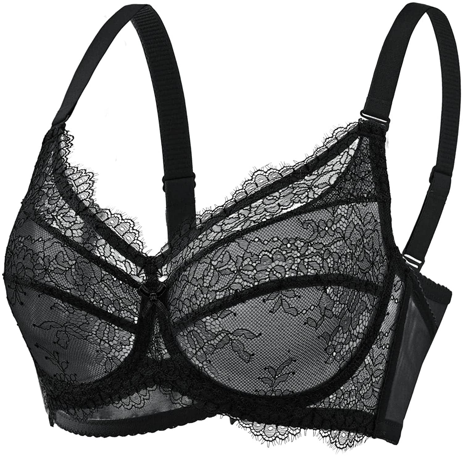 Baetty Lace Push up Bras for Women, Supportive Minimizer Bras for Women Full Coverage, Unlined Bras with Underwire (5121) 5121-black / 36C