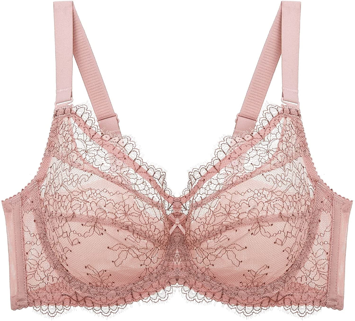 Baetty Lace Push up Bras for Women, Supportive Minimizer Bras for Women Full Coverage, Unlined Bras with Underwire (5121) 5121-pink / 42D