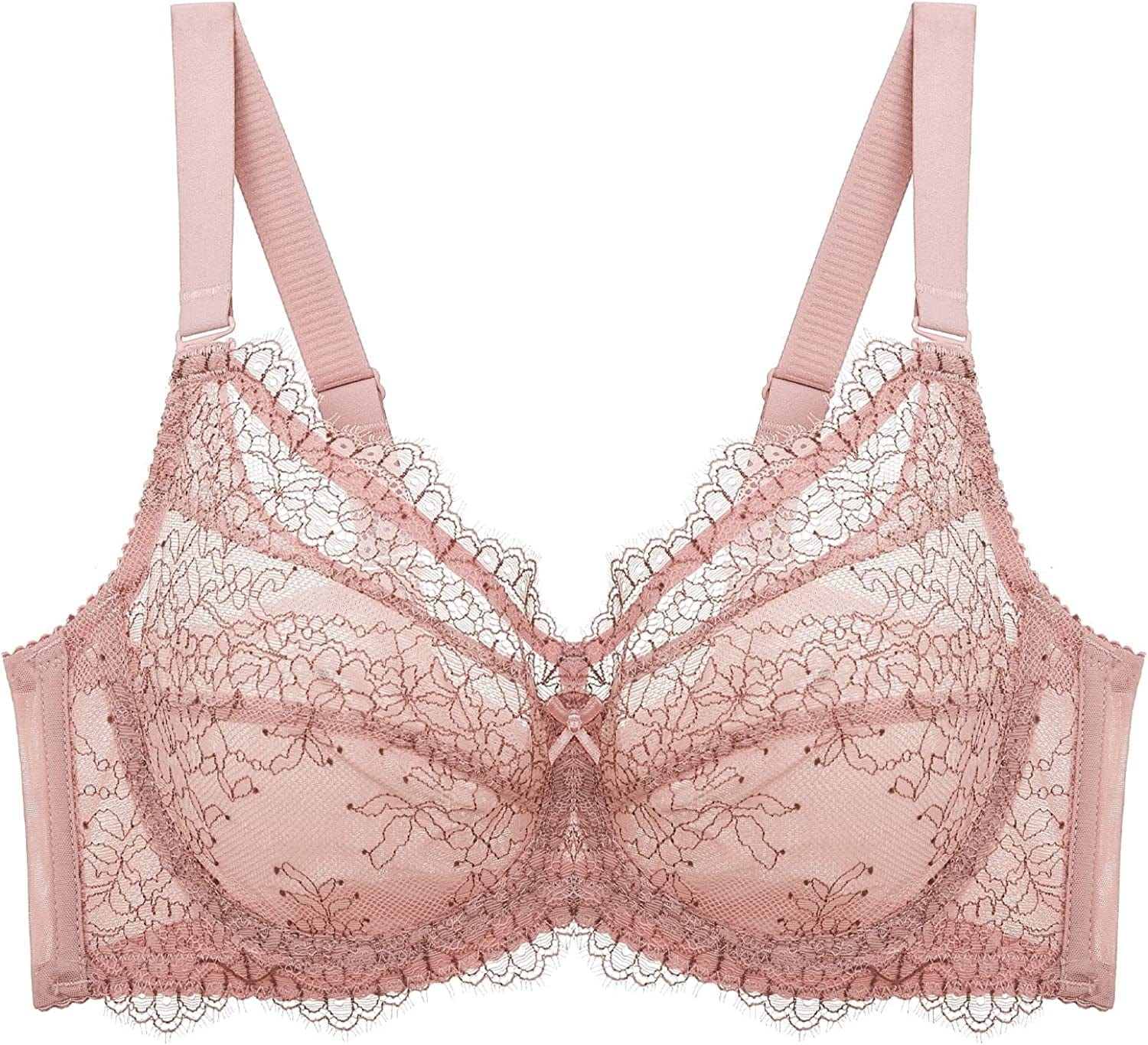 Baetty Lace Push up Bras for Women, Supportive Minimizer Bras for Women Full Coverage, Unlined Bras with Underwire (5121) 5121-pink / 36C