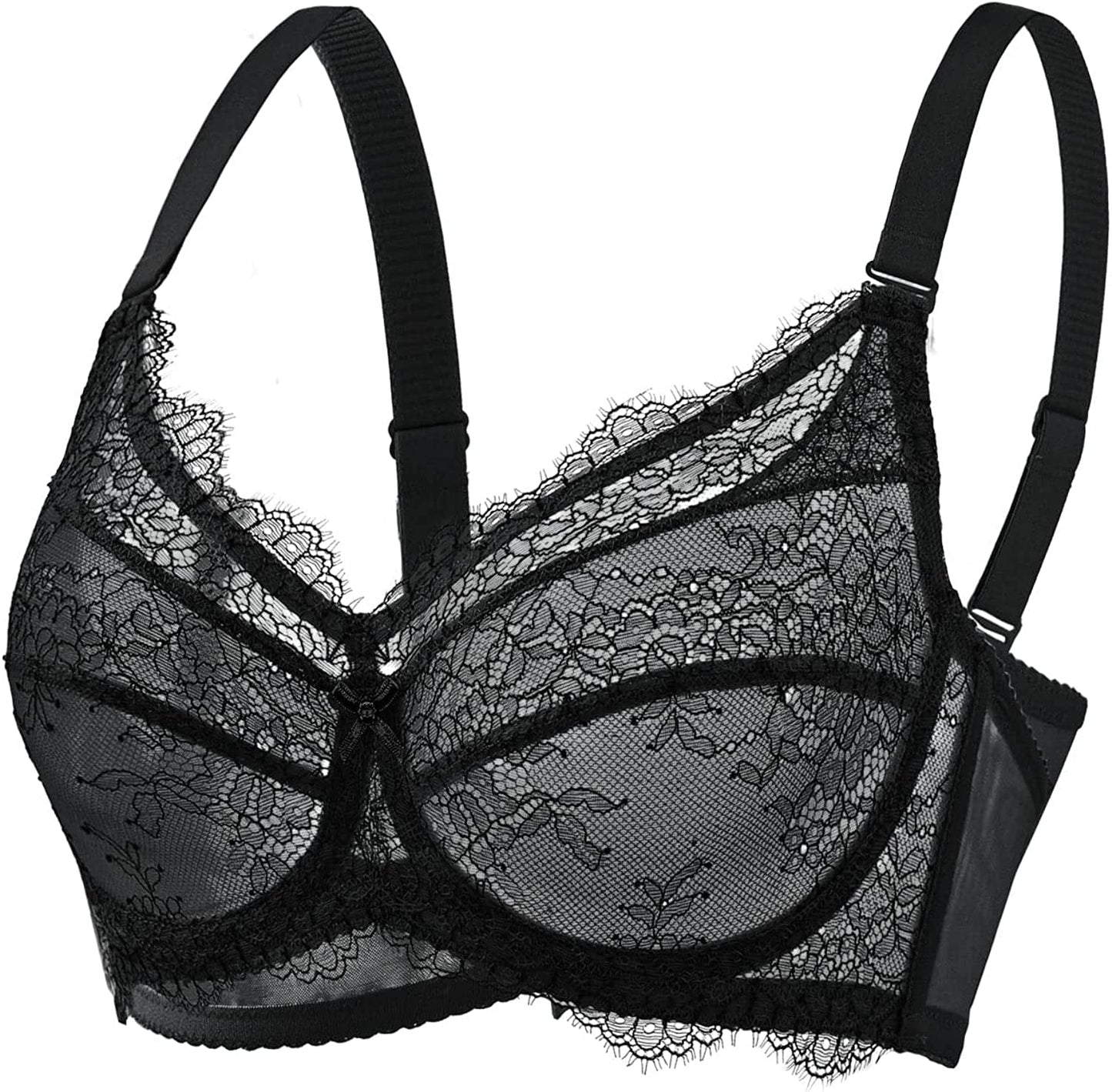 Baetty Lace Push up Bras for Women, Supportive Minimizer Bras for Women Full Coverage, Unlined Bras with Underwire (5121) 5121-black / 34D