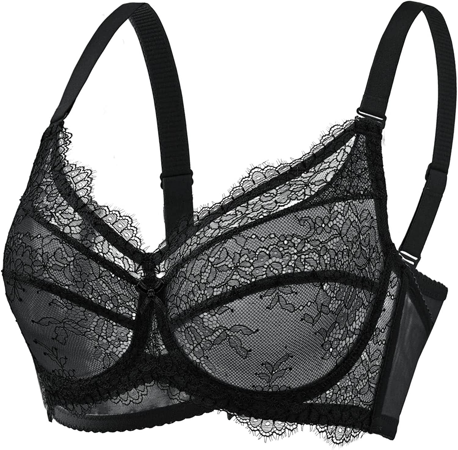 Baetty Lace Push up Bras for Women, Supportive Minimizer Bras for Women Full Coverage, Unlined Bras with Underwire (5121) 5121-black / 34D