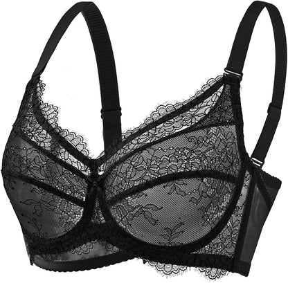 Baetty Lace Push up Bras for Women, Supportive Minimizer Bras for Women Full Coverage, Unlined Bras with Underwire (5121) 5121-black / 34D
