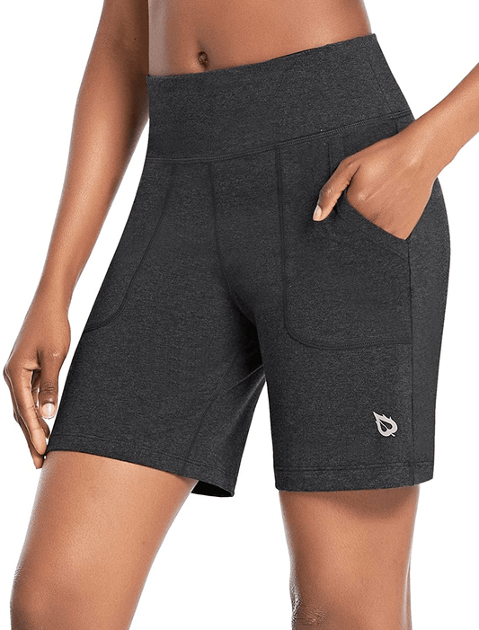 BALEAF Women'S 7" Athletic Long Shorts High Waisted Running Bermuda Shorts with Pockets Apparel & Accessories > Clothing > Shorts Kylie Max   