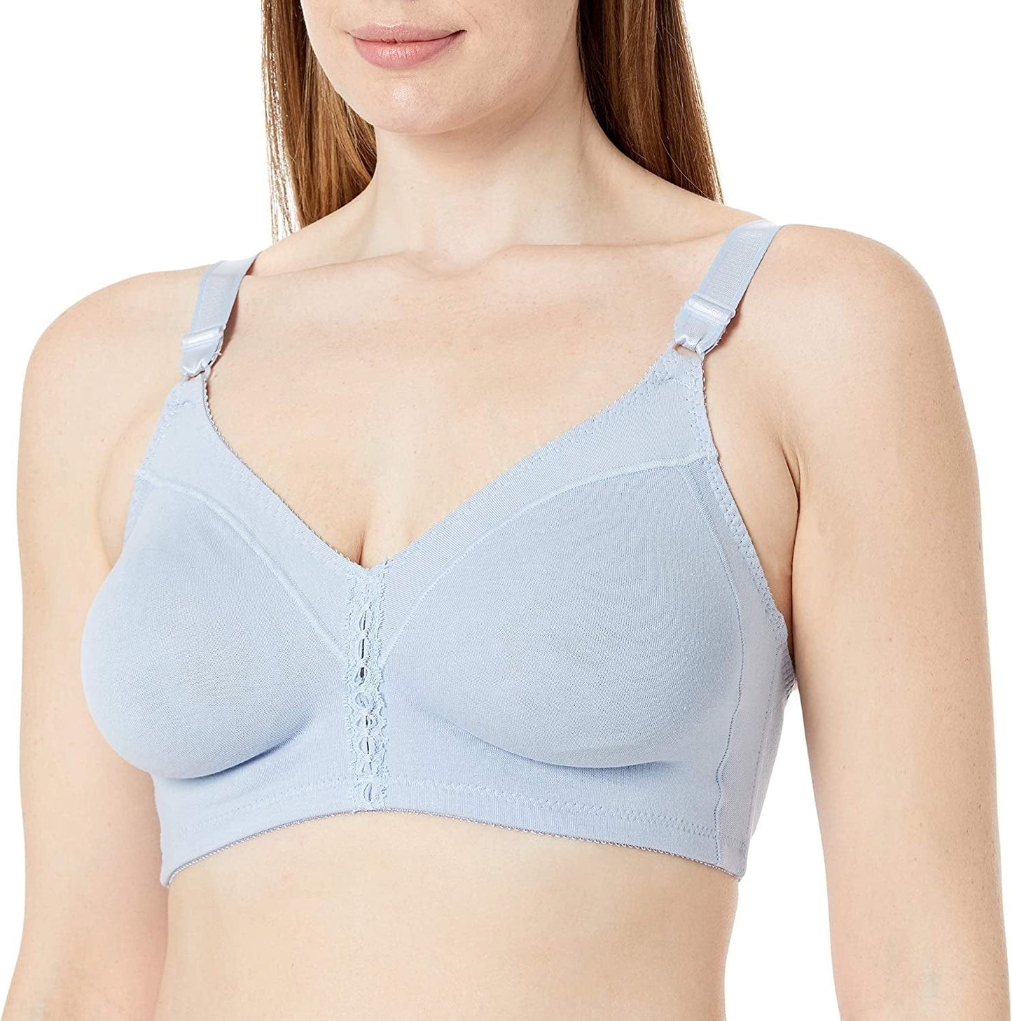 Bali Double Support Wireless Bra, Full-Coverage Wirefree T-Shirt Bra, Comfortable Cotton Wirefree Bra, Our Best Everyday Bra Blue Flight / 36B