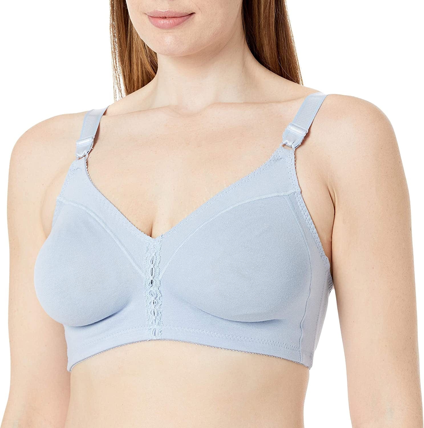 Bali Double Support Wireless Bra, Full-Coverage Wirefree T-Shirt Bra, Comfortable Cotton Wirefree Bra, Our Best Everyday Bra Blue Flight / 36B
