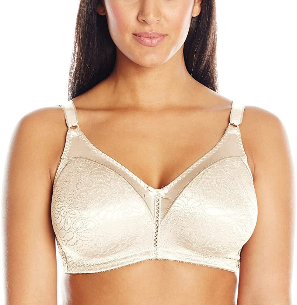 Bali Double Support Wireless Bra, Lace Bra with Stay-In-Place Straps, Full-Coverage Wirefree Bra, Tagless for Everyday Wear Porcelain / 36D
