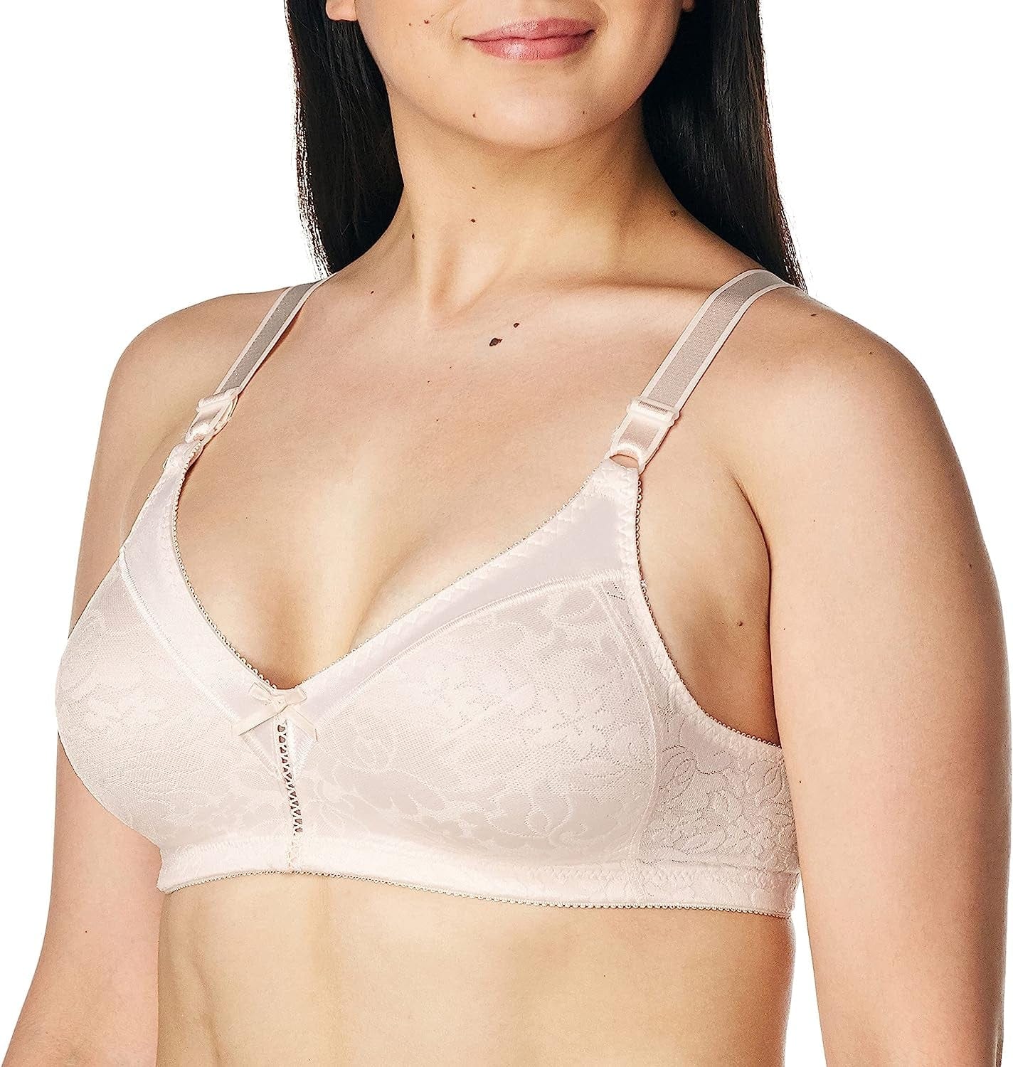 Bali Double Support Wireless Bra, Lace Bra with Stay-In-Place Straps, Full-Coverage Wirefree Bra, Tagless for Everyday Wear Pink Bliss / 36DD