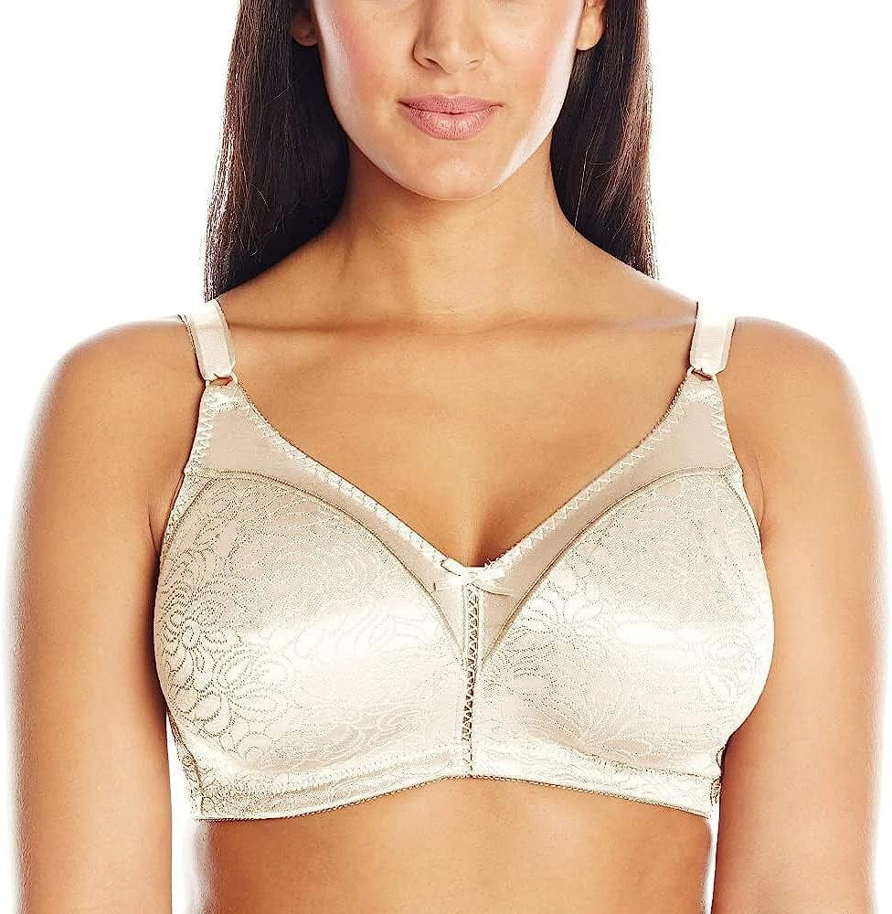 Bali Double Support Wireless Bra, Lace Bra with Stay-In-Place Straps, Full-Coverage Wirefree Bra, Tagless for Everyday Wear Porcelain / 40D