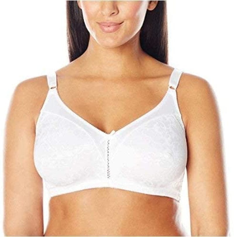 Bali Double Support Wireless Bra, Lace Bra with Stay-In-Place Straps, Full-Coverage Wirefree Bra, Tagless for Everyday Wear White / 38DD
