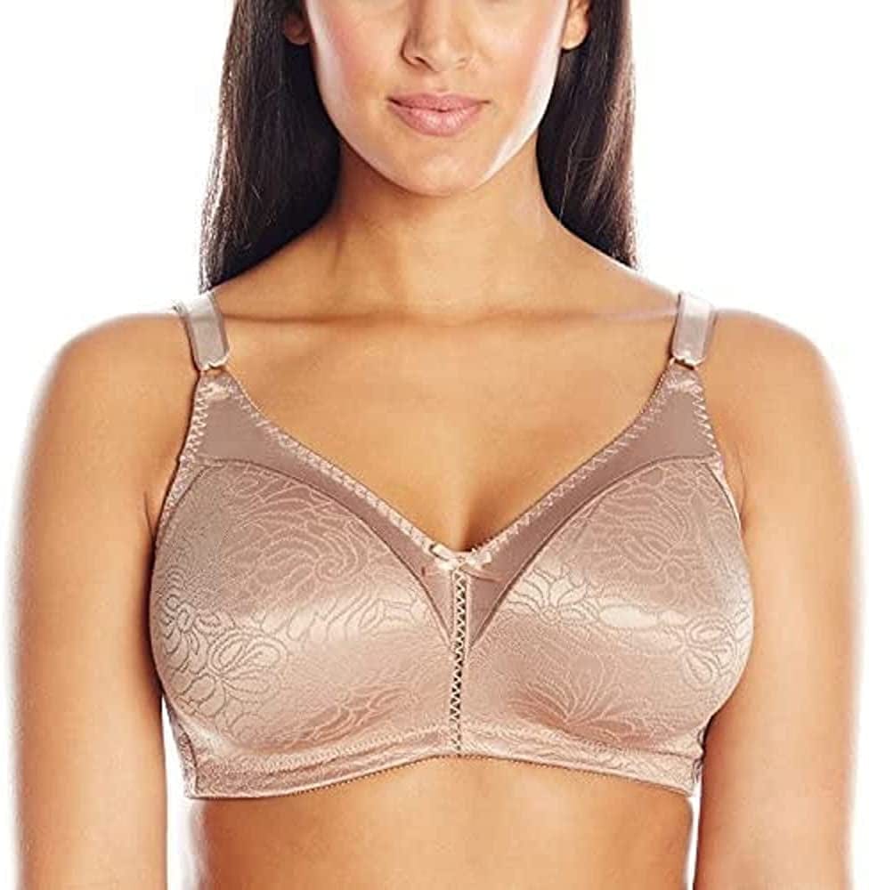 Bali Double Support Wireless Bra, Lace Bra with Stay-In-Place Straps, Full-Coverage Wirefree Bra, Tagless for Everyday Wear Sheer Latte / 34C