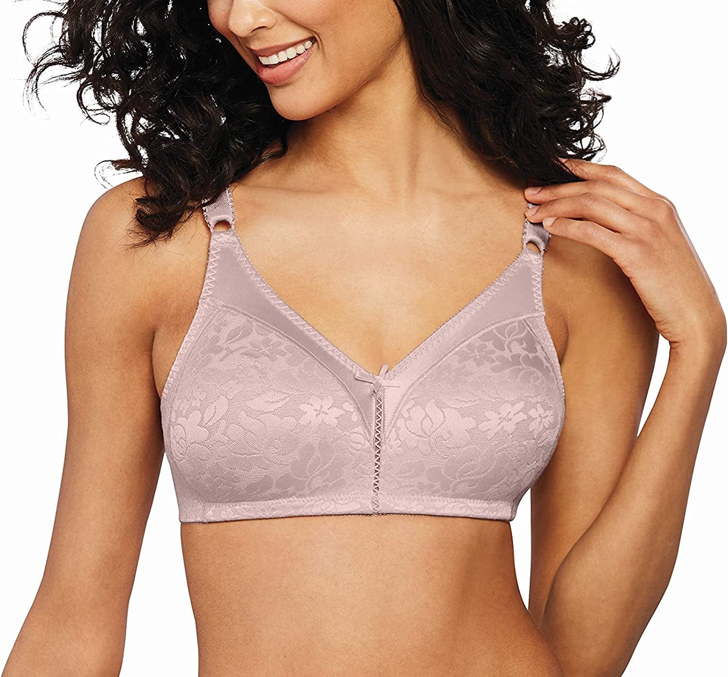 Bali Double Support Wireless Bra, Lace Bra with Stay-In-Place Straps, Full-Coverage Wirefree Bra, Tagless for Everyday Wear Gloss / 40DD