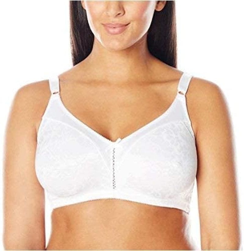 Bali Double Support Wireless Bra, Lace Bra with Stay-In-Place Straps, Full-Coverage Wirefree Bra, Tagless for Everyday Wear White / 40DDD