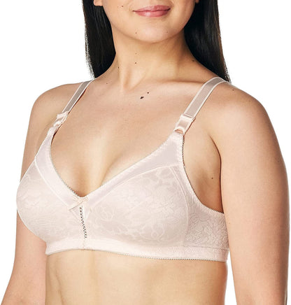 Bali Double Support Wireless Bra, Lace Bra with Stay-In-Place Straps, Full-Coverage Wirefree Bra, Tagless for Everyday Wear Pink Bliss / 34D