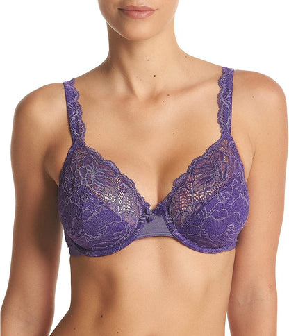 Bali Lace Desire Underwire Bra, Full-Coverage Lace Bra with Underwire Cups, Plunging Underwire Bra for Everyday Comfort Grape Radiance / 42DD